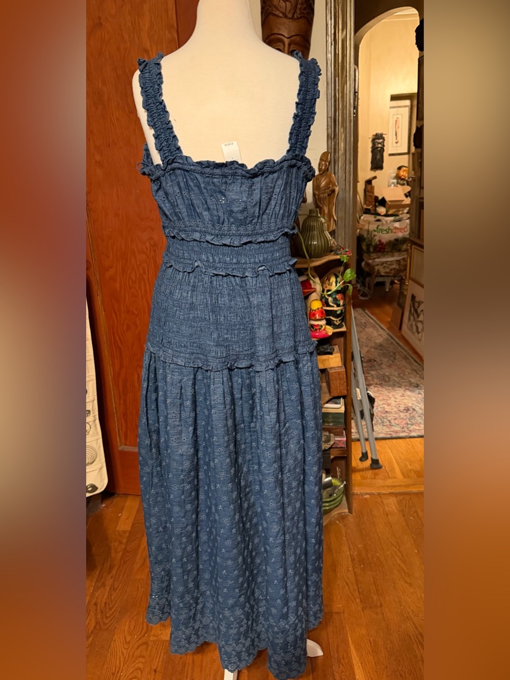 Gap × DÔEN Midi Blue Eyelet Denim Dress Size Large NWT - Picture 3 of 16